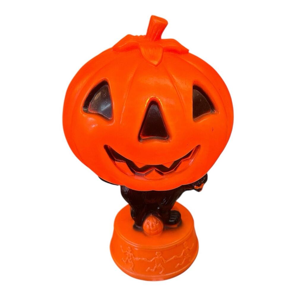 Vintage 1969 Empire Black Cat Skull & Witches Pumpkin Halloween Blow Mold 14”